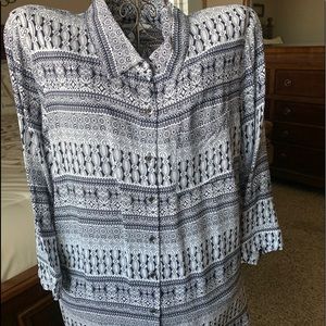 Double print button up shirt